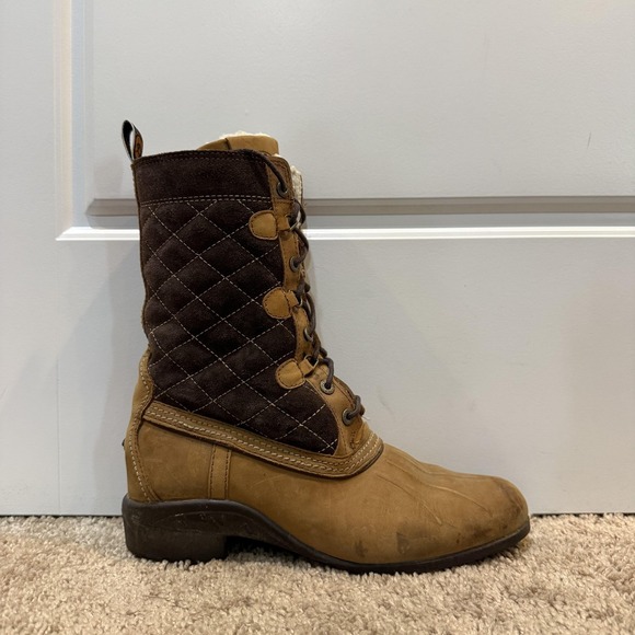 Ariat Shoes - Ariat Snow Boots Womens Size 8B Brown Leather Faux Fur Lined Quilted 10010184